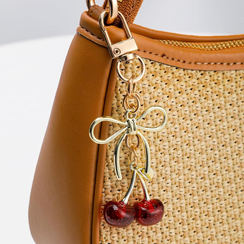 FASTFAIRY Keychain Cherry Bag Charms Purse: Key Chains Women Cute - Car keyrings leather handbags - Valentines Day Gifts - Image 2